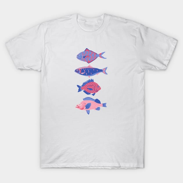 Nautical fish design summer art T-Shirt by dumbbunnydesign